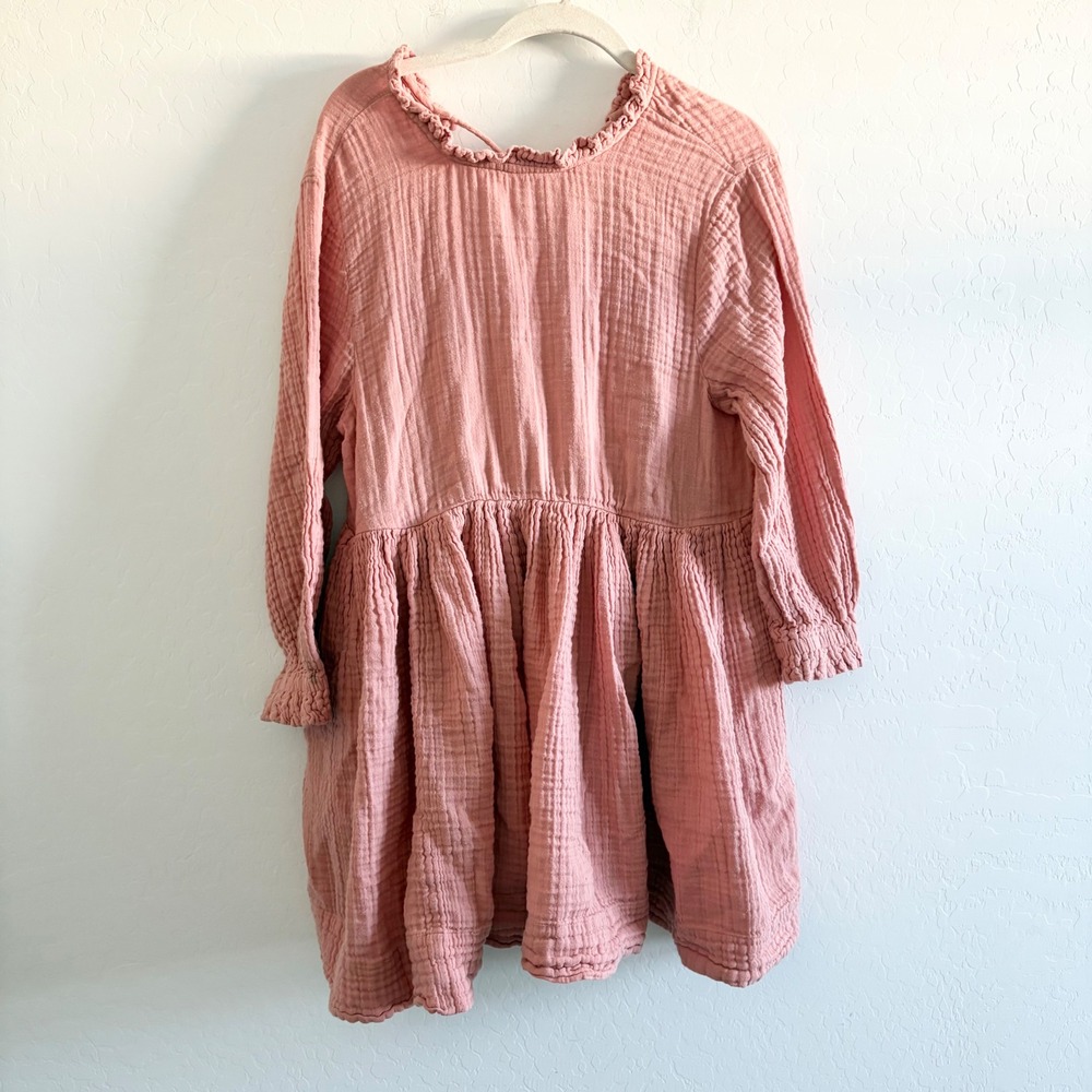 Free People Living For This Mini Dress Pink Cotton Gauze Boho Long Sleeve Medium - Picture 2 of 7